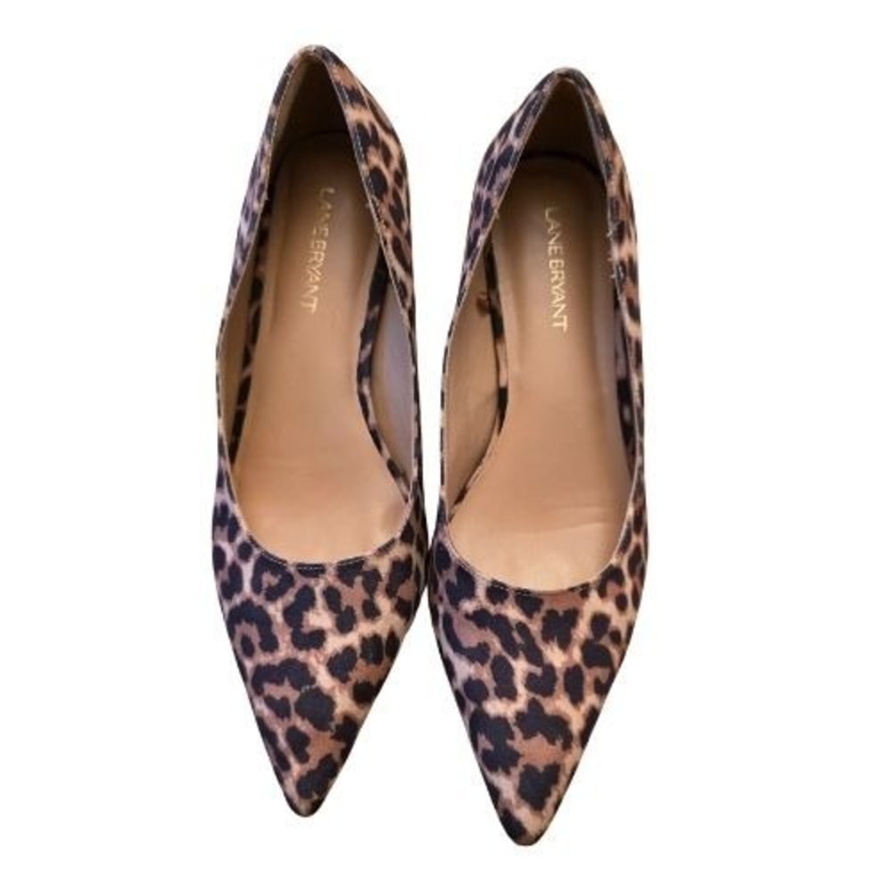 Lane Bryant Women's Leopard Print Pointed Toe Pumps 2.5" Heels Shoes Size 8W‎